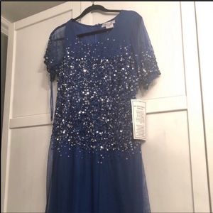 Plus Size Short Sleeve Gown Sequins Prom Dress